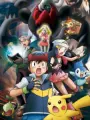 Poster depicting Pokemon Diamond &amp; Pearl: Dialga vs. Palkia vs. Darkrai