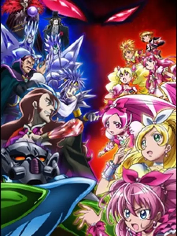 Poster depicting Precure All Stars Movie DX3: Mirai ni Todoke! Sekai wo Tsunagu Niji-iro no Hana